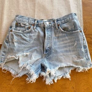 agolde high rise parker distressed denim shorts size 27